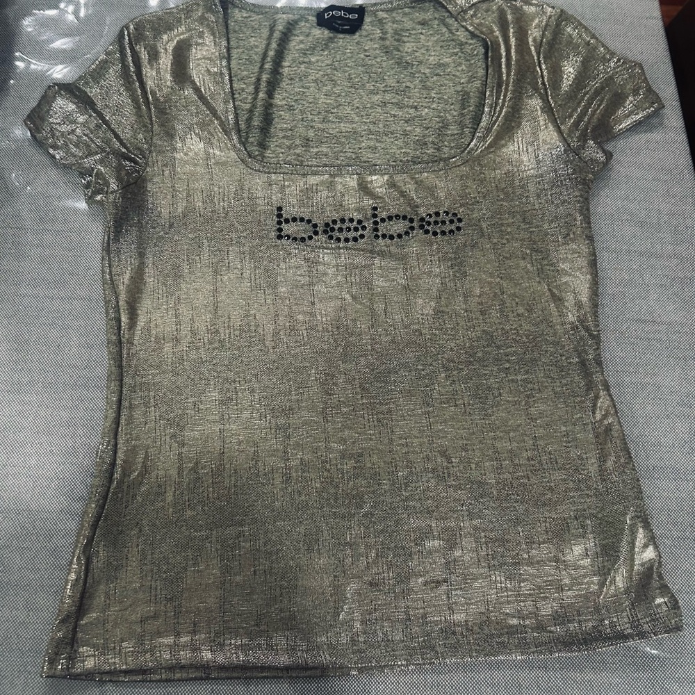 Bebe Shimmering Metallic Women's Tee